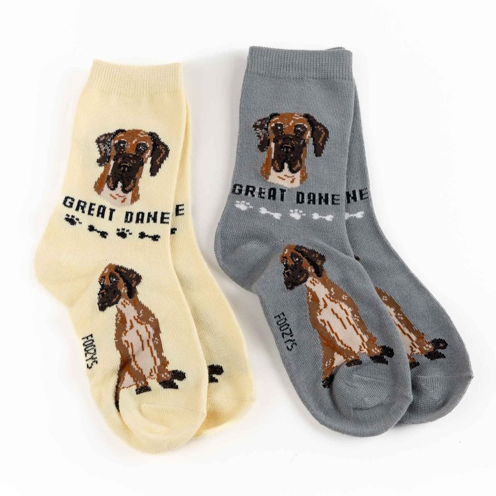 Great Dane Giant Dog Socks 2 Pairs Women's Foozys Canine Puppy Large Big Breed